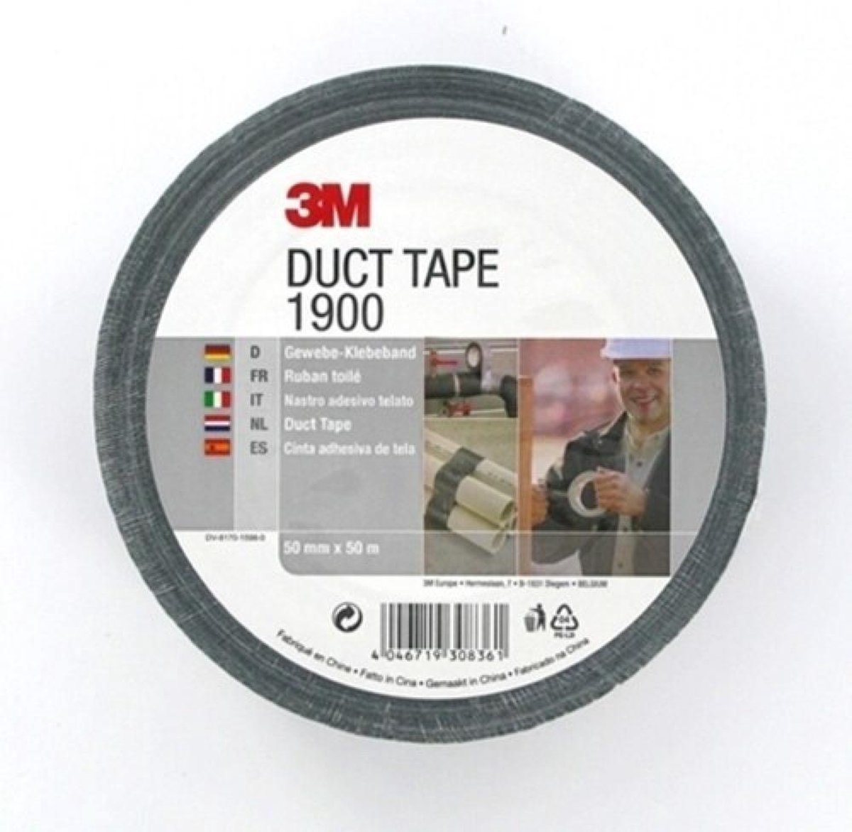 3M™ 1900S50 Textieltape Zwart (l x b) 45.7 m x 48 mm 45.7 m - Wit