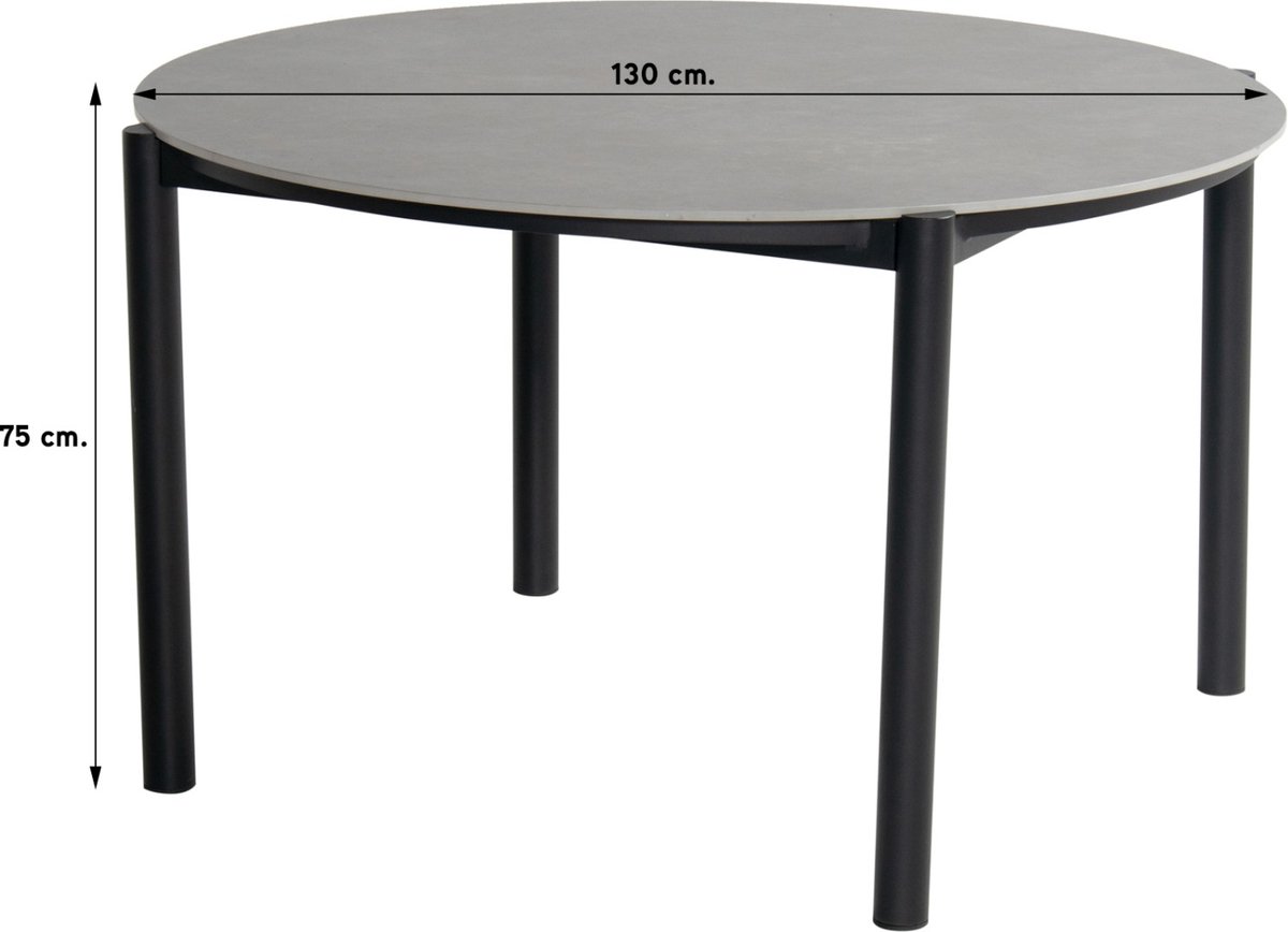 Hartman Arezzo dining tafel dia. 130 cm - Grijs