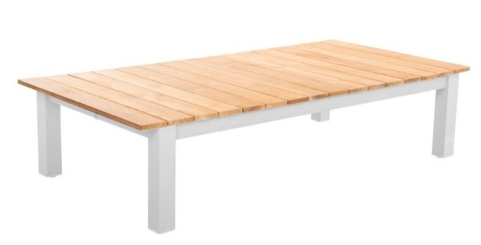 Midori coffee table 140x75cm. alu white/teak