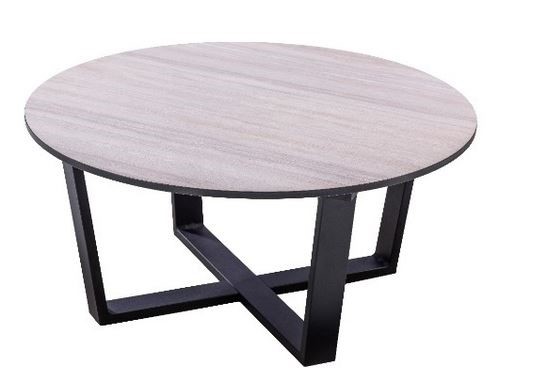 Teeburu coffee table 75x35cm. alu black/travertin