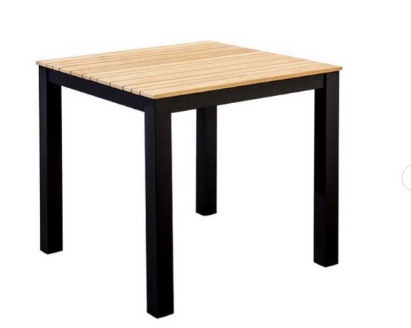 Arashi dining table 76x76cm. alu black/teak