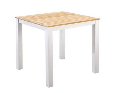 Arashi dining table 76x76cm. alu white/teak