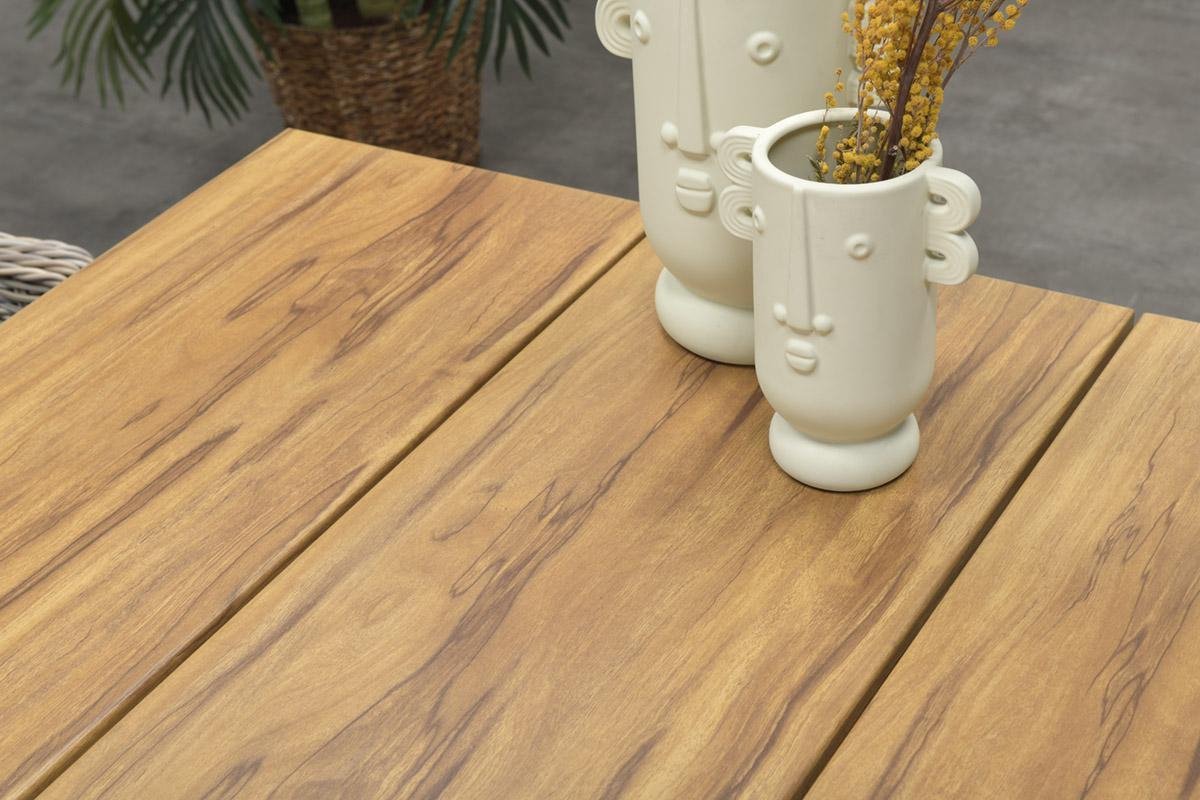 Garden Impressions Zeus dining tafel 220x100 carbon black/teak look/X-stijl - Grijs
