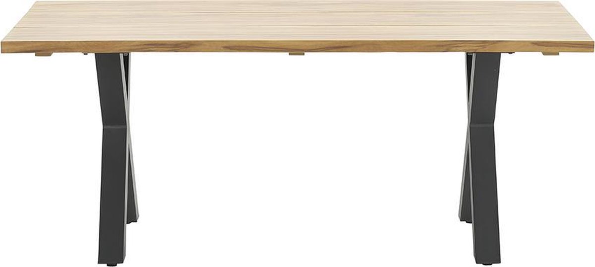 Garden Impressions Zeus dining tafel 220x100 carbon black/teak look/X-stijl - Grijs