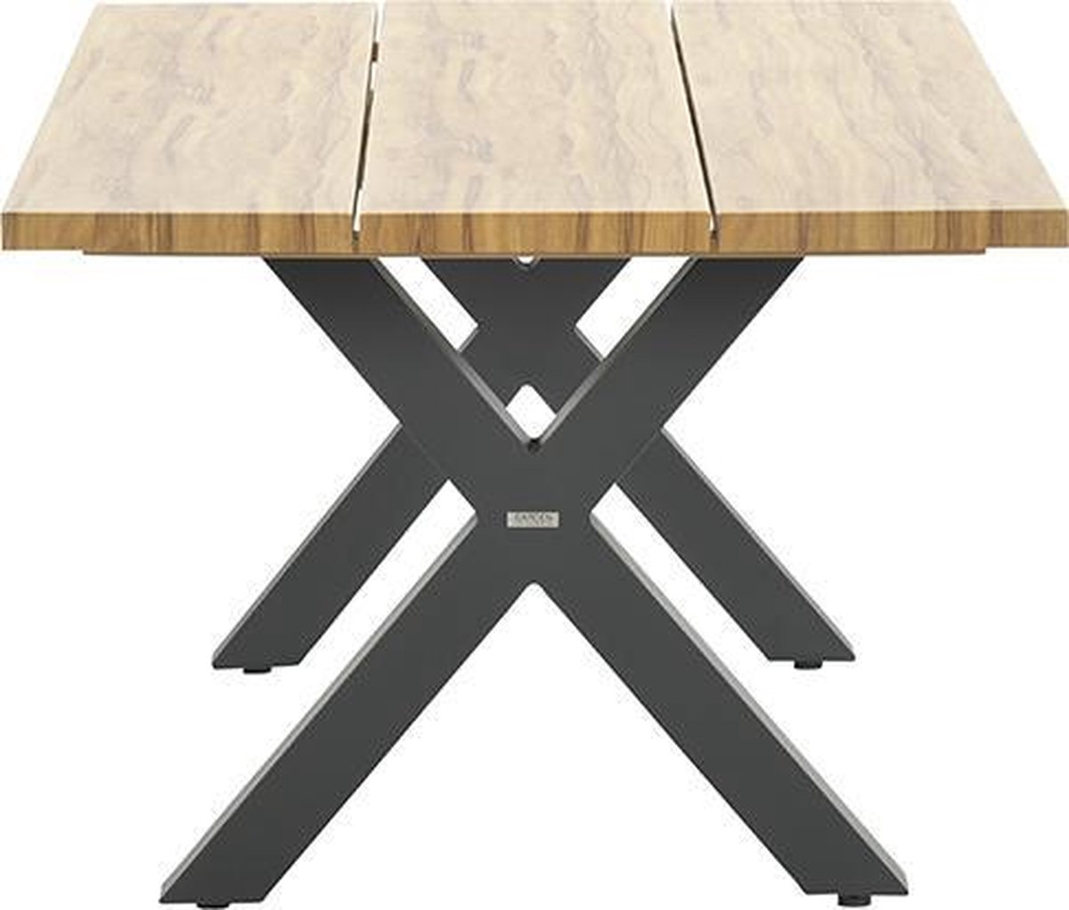 Garden Impressions Zeus dining tafel 220x100 carbon black/teak look/X-stijl - Grijs
