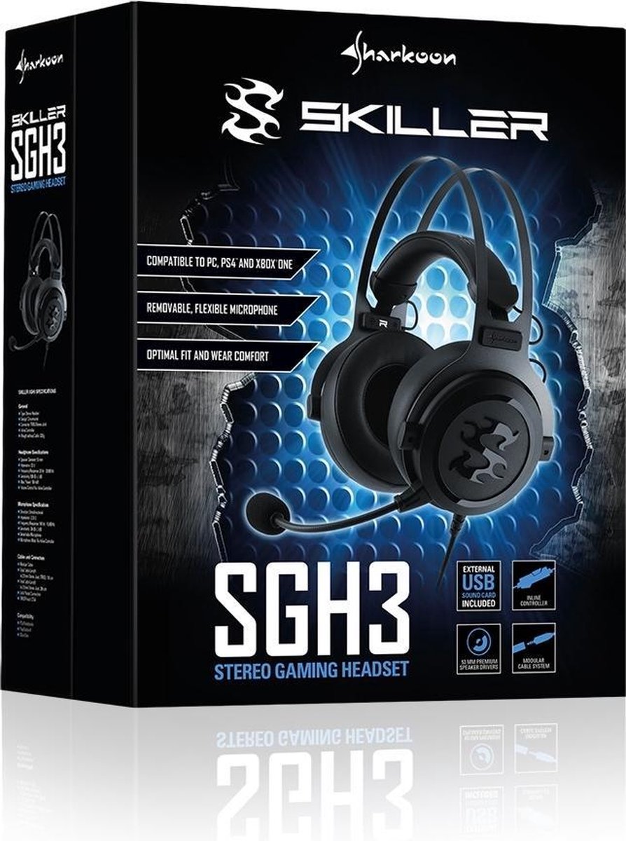 Sharkoon SKILLER SGH3 Headset Hoofdband, - Zwart