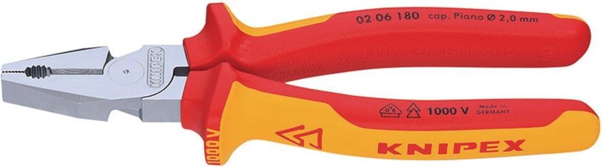 Knipex 02 06 180 VDE Kracht-combitang 180 mm DIN ISO 5746, DIN EN 60900