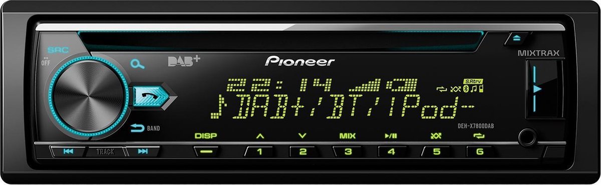 Pioneer Autoradio enkel DIN DEH-X7800DAB DAB+ tuner, Bluetooth handsfree, Aansluiting voor stuurbediening