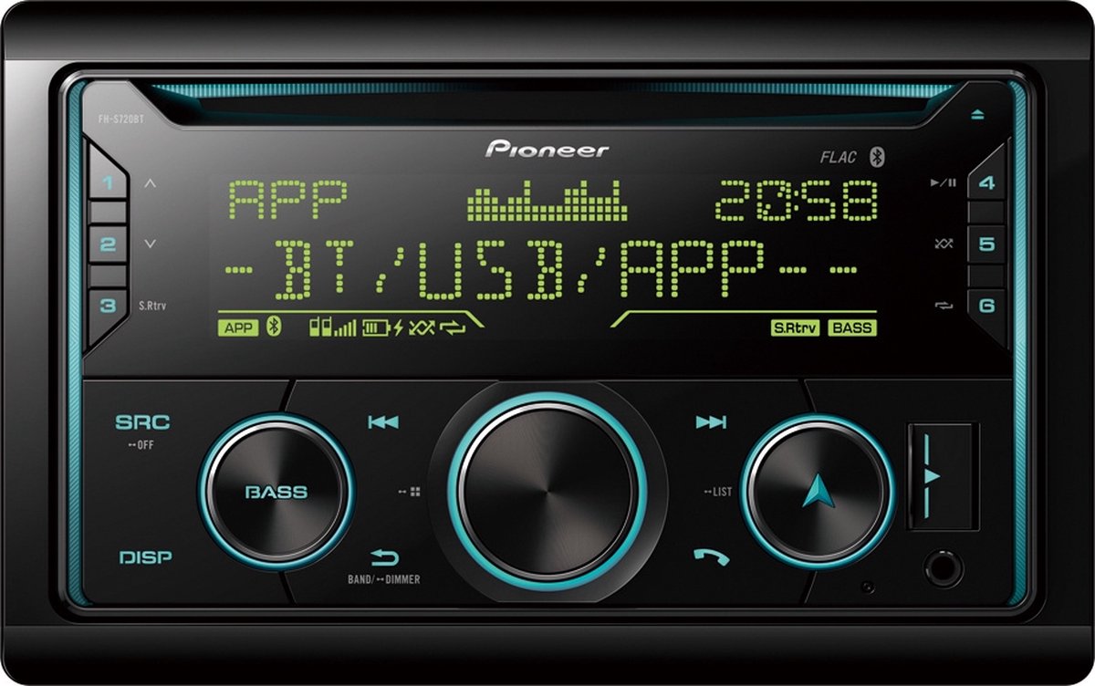 Pioneer Autoradio dubbel DIN FH-S720BT Bluetooth handsfree, AppRadio