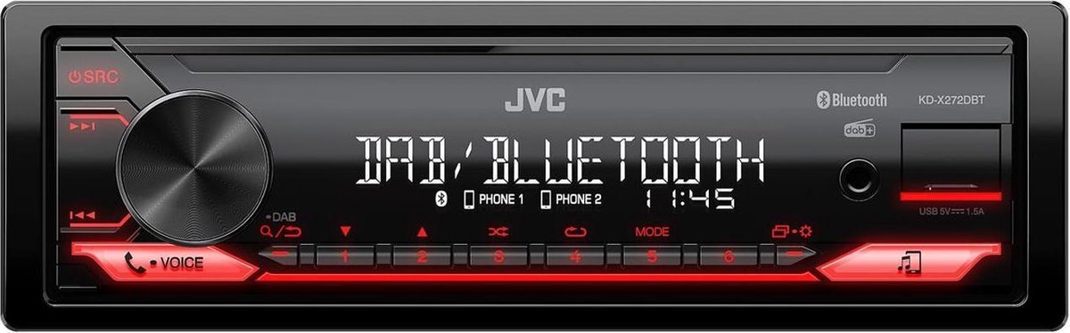 JVC Autoradio enkel DIN KD-X272DBT DAB+ tuner