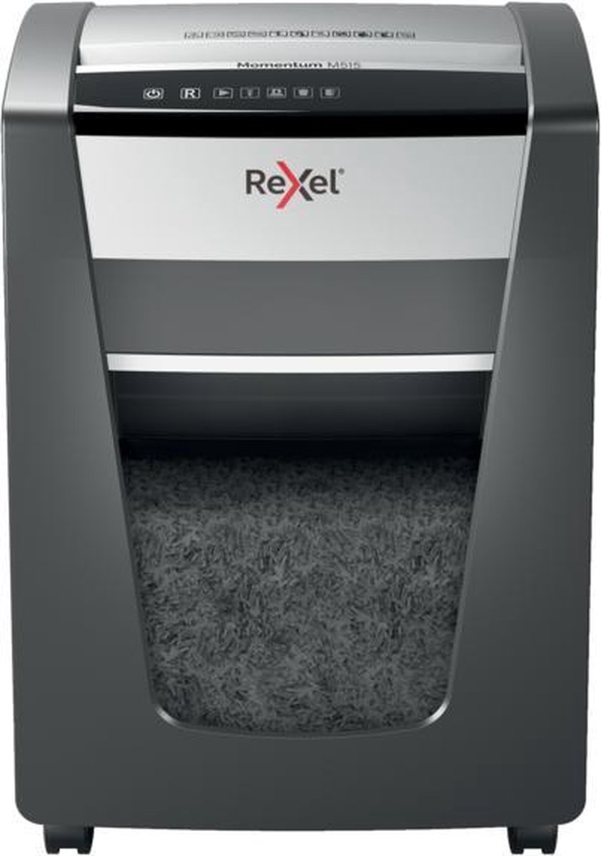 Rexel Momentum M515 Papierversnipperaar Cross cut 2 x 15 mm 30 l Aantal bladen (max.): 15 Veiligheidsniveau 5 Ook geschikt voor Nietjes, Paperclips - Zwart