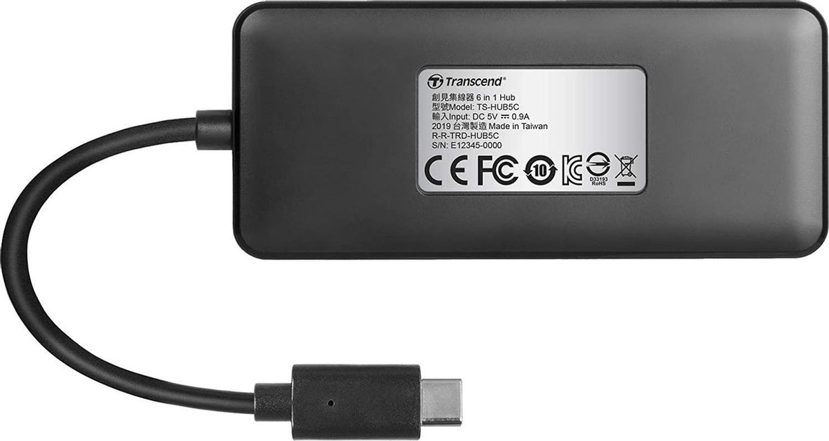 Transcend 6-in 1 Port Hub PD SD/MicroSD Reader USB 3.1 Gen 2 Type-C