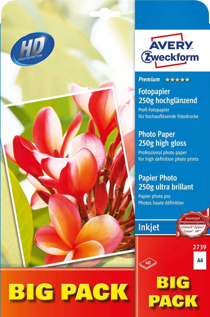 Avery fotopapier 2739 A4, 250 g, 40 vel