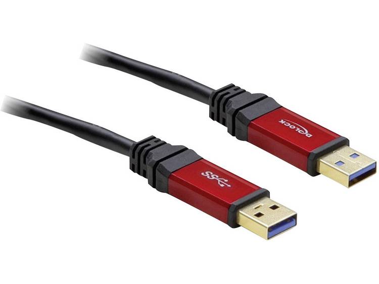 DeLOCK USB 3.0 Aansluitkabel [1x USB 3.0 stekker A - 1x USB 3.0 stekker A] 2.00 m Rood, Vergulde steekcontacten, UL gecertificeerd - Zwart