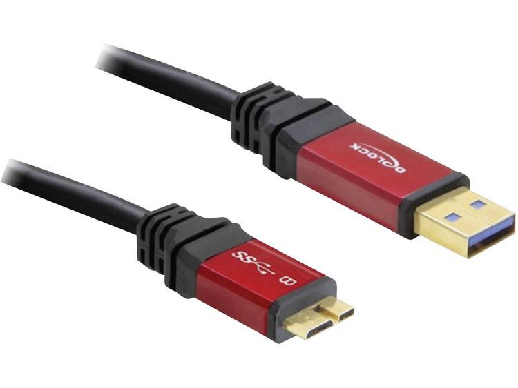 DeLOCK USB 3.0 Aansluitkabel [1x USB 3.0 stekker A - 1x Micro-USB 3.0 B stekker] 2.00 m Rood, Vergulde steekcontacten, UL gecertificeerd - Zwart