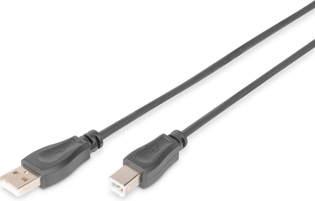 Digitus USB 2.0 Aansluitkabel [1x USB-A 2.0 stekker - 1x USB-B 2.0 stekker] 3.00 m - Zwart