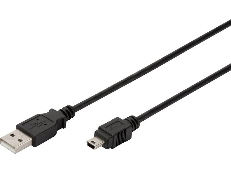 Digitus USB 2.0 Aansluitkabel [1x USB-A 2.0 stekker - 1x Mini-USB 2.0 B stekker] 1.00 m - Negro