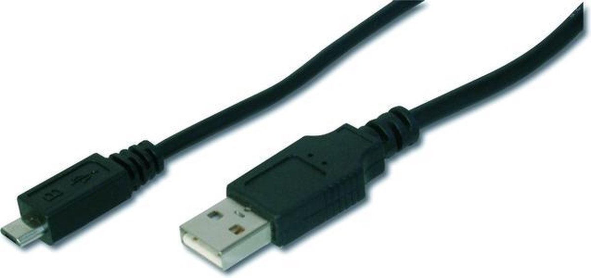 Digitus USB 2.0 Aansluitkabel [1x USB-A 2.0 stekker - 1x Micro-USB 2.0 B stekker] 1.80 m - Zwart
