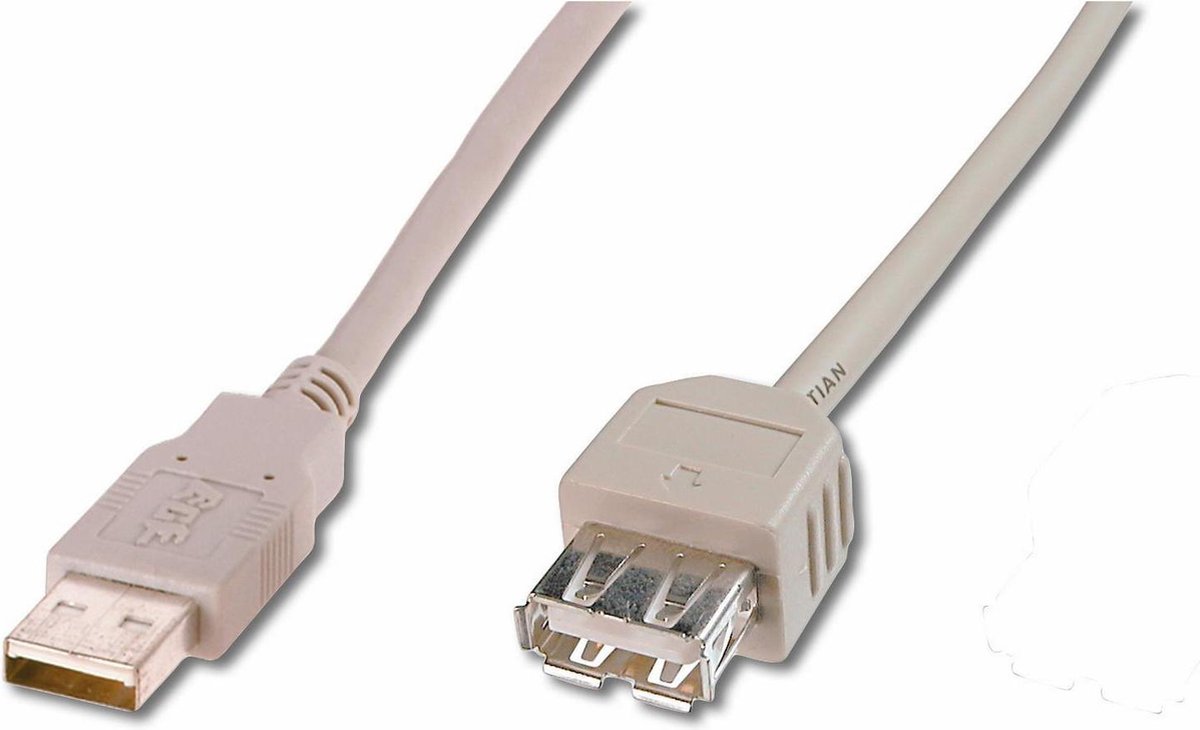 Digitus USB 2.0 Verlengkabel [1x USB-A 2.0 stekker - 1x USB 2.0 bus A] 1.80 m - Zwart