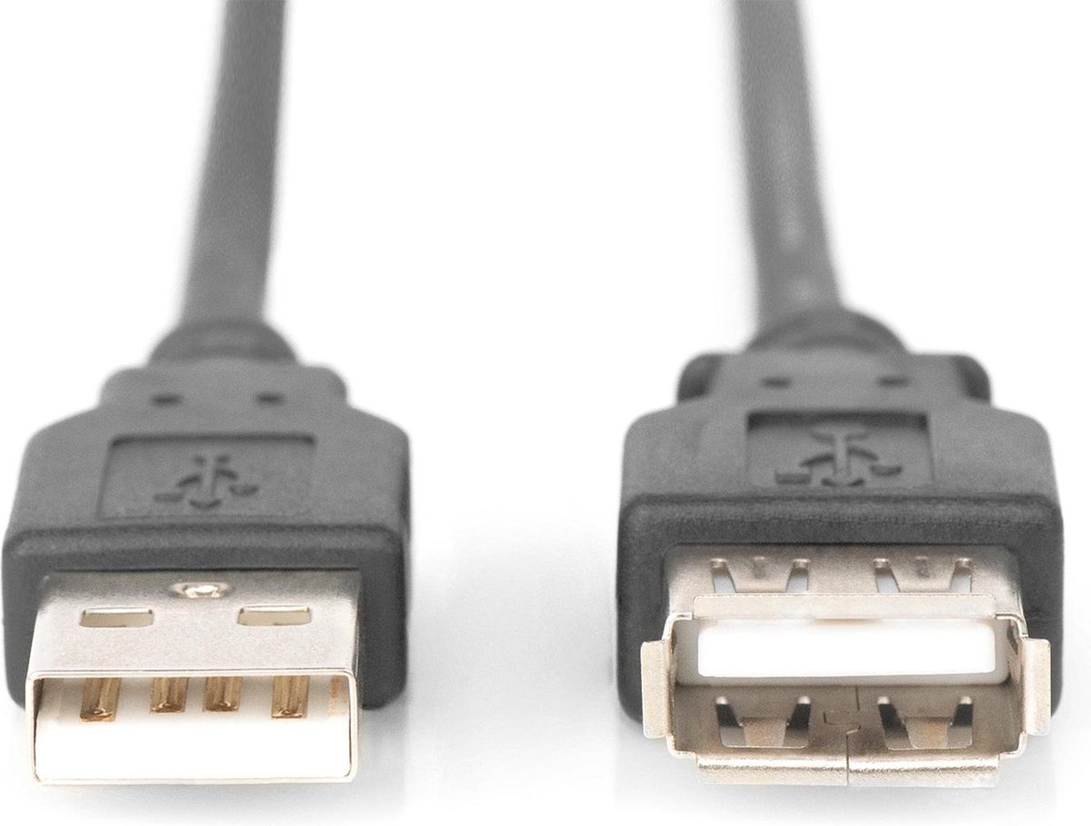 Digitus USB 2.0 Verlengkabel [1x USB-A 2.0 stekker - 1x USB 2.0 bus A] 1.80 m - Zwart
