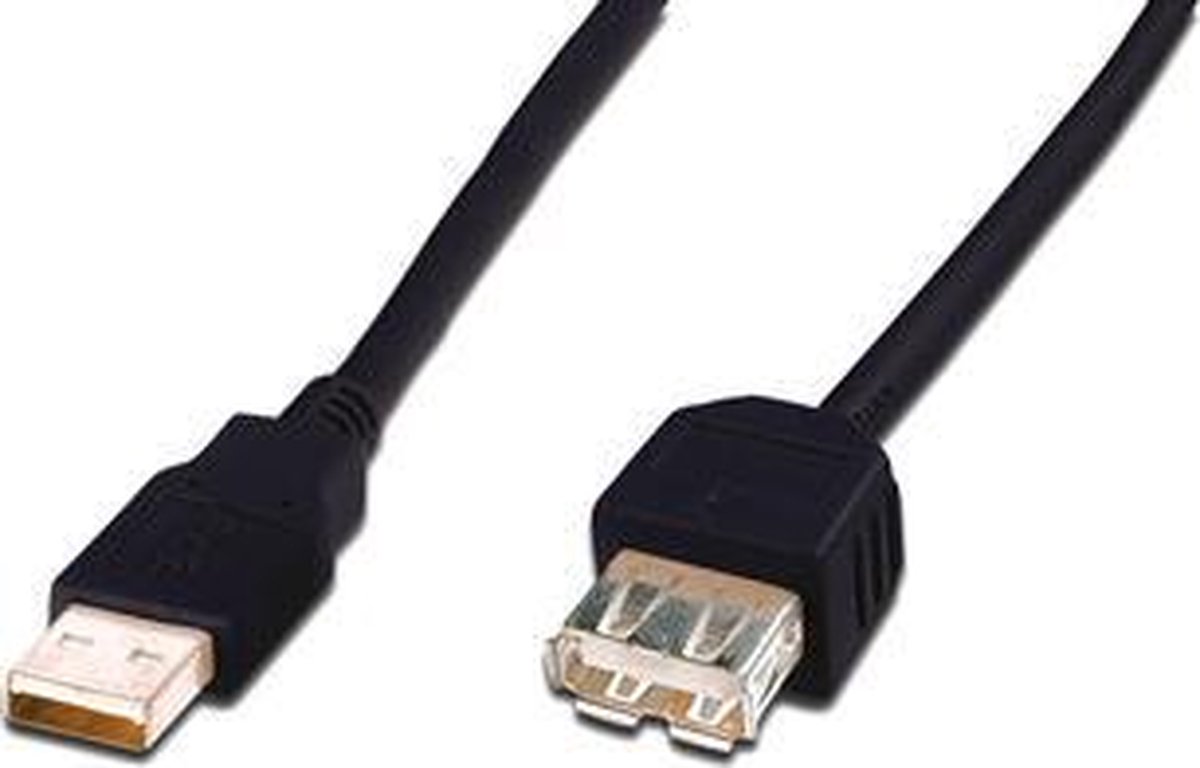 Digitus USB 2.0 Verlengkabel [1x USB-A 2.0 stekker - 1x USB 2.0 bus A] 1.80 m - Zwart