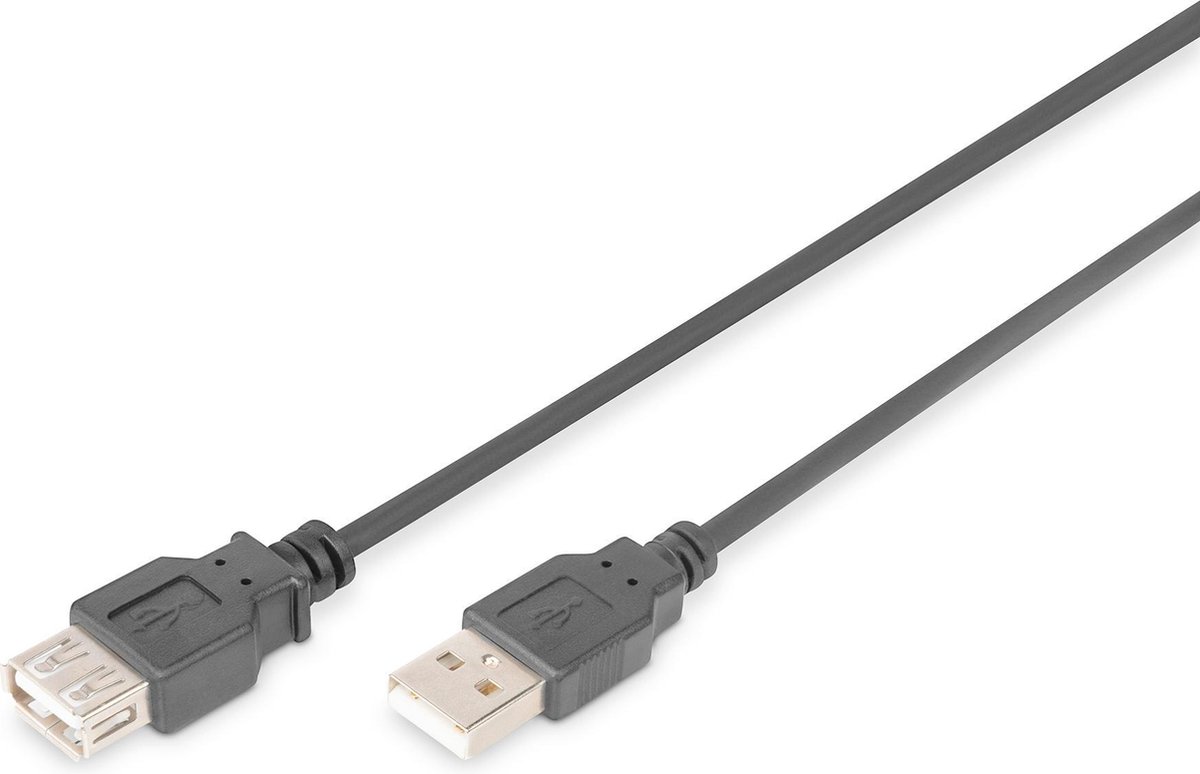 Digitus USB 2.0 Verlengkabel [1x USB-A 2.0 stekker - 1x USB 2.0 bus A] 1.80 m - Zwart