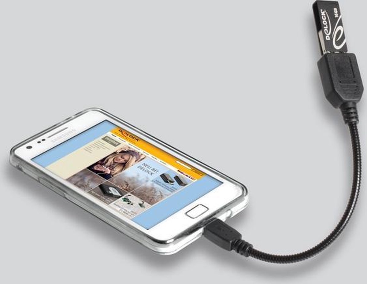 DeLOCK USB 2.0 Aansluitkabel [1x Micro-USB 2.0 B stekker - 1x USB 2.0 bus A] 15.00 cm Met OTG-functie - Zwart