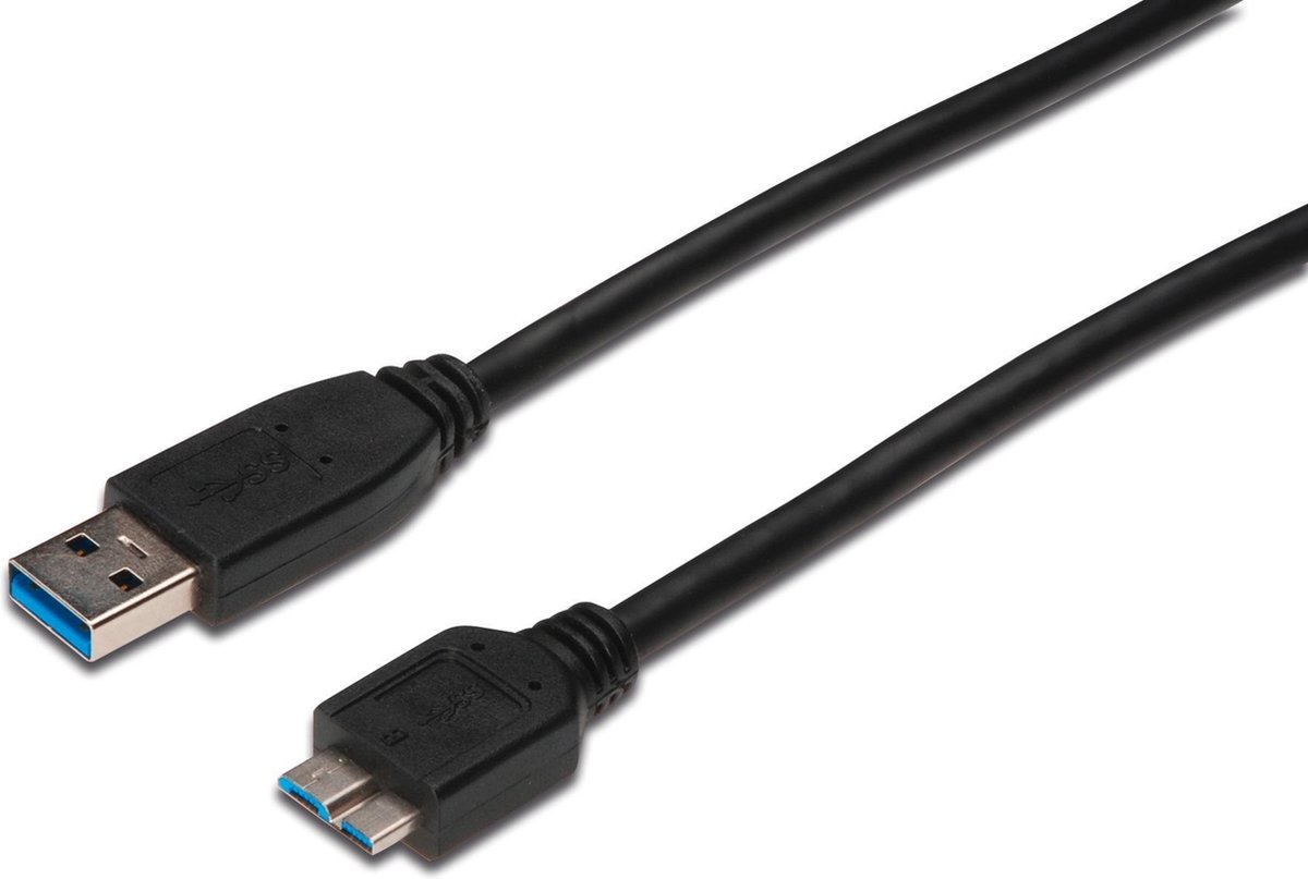 Digitus USB 3.0 Aansluitkabel [1x USB 3.0 stekker A - 1x Micro-USB 3.0 B stekker] 1.00 m - Zwart