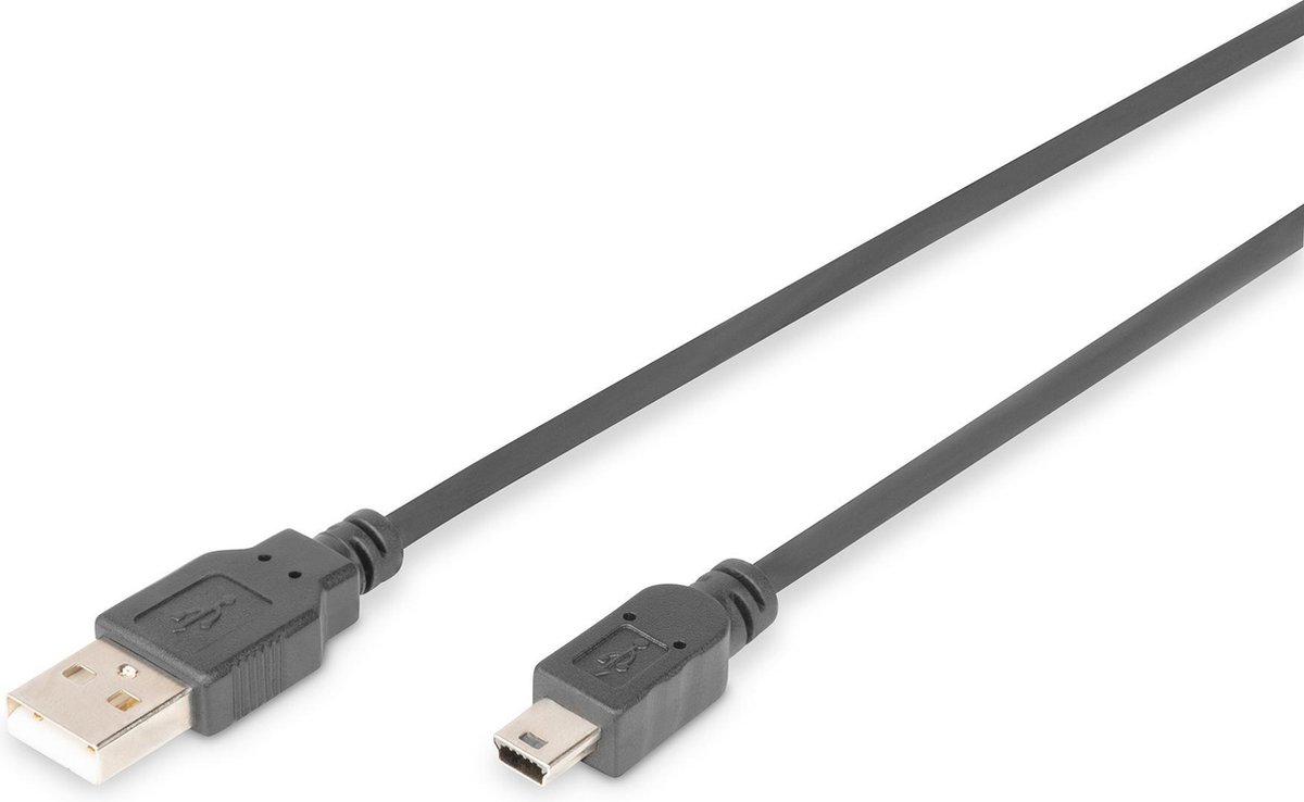 Digitus USB 2.0 Aansluitkabel [1x USB-A 2.0 stekker - 1x Mini-USB 2.0 B stekker] 1.80 m Met OTG-functie - Negro