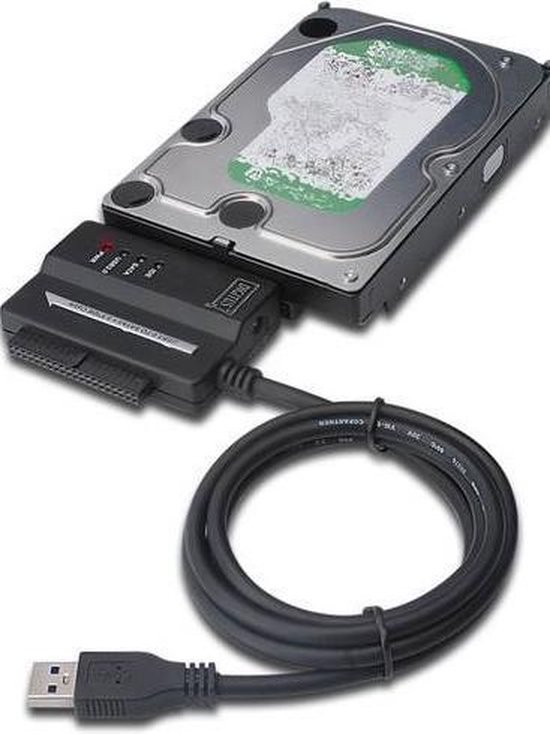 Digitus USB 3.0 Aansluitkabel [1x USB 3.0 stekker A - 1x SATA-combi-bus 15+7-polig, IDE bus 40-polig, IDE bus 44-polig] 0.50 m - Zwart