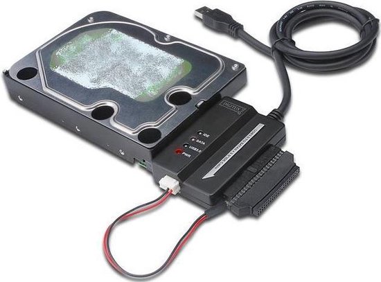 Digitus USB 3.0 Aansluitkabel [1x USB 3.0 stekker A - 1x SATA-combi-bus 15+7-polig, IDE bus 40-polig, IDE bus 44-polig] 0.50 m - Zwart