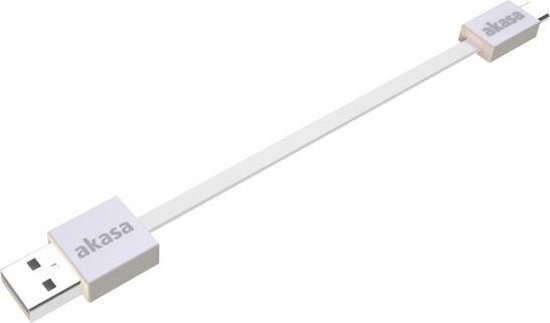 Akasa USB 2.0 Aansluitkabel [1x USB-A 2.0 stekker - 1x Micro-USB 2.0 B stekker] 15.00 cm Zeer flexibel, Vergulde steekcontacten, UL gecertificeerd - Wit