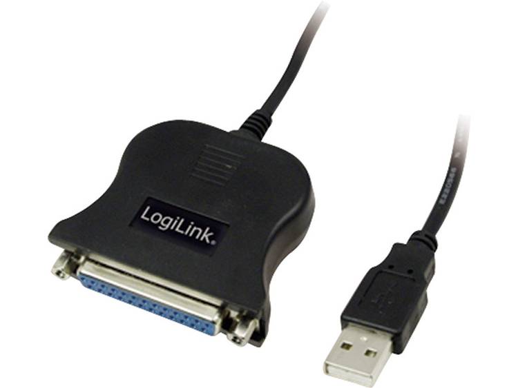 LogiLink USB 1.1 Aansluitkabel [1x USB 1.1 stekker A - 1x D-sub bus 25-polig] 1.50 m - Zwart