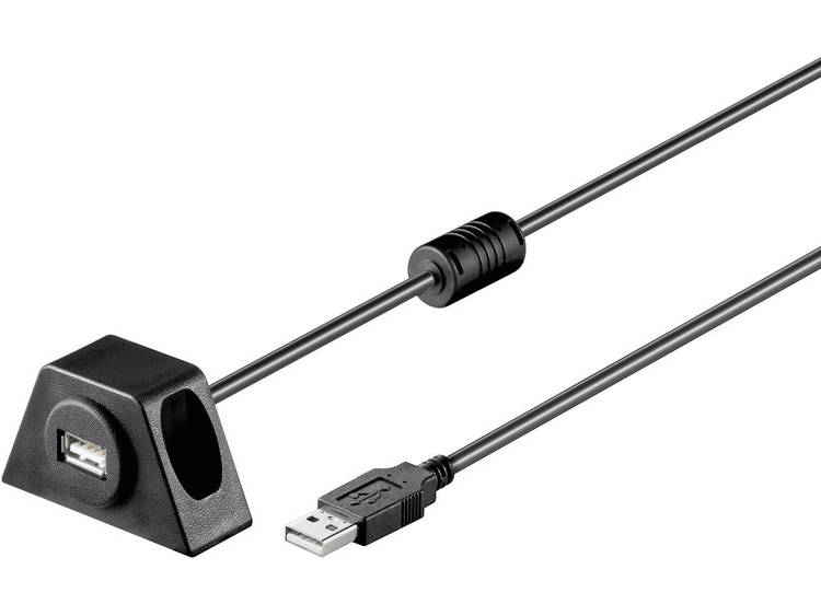 USB 2.0 Verlengkabel [1x USB-A 2.0 stekker - 1x USB 2.0 bus A] 0.60 m Monteerbaar - Zwart