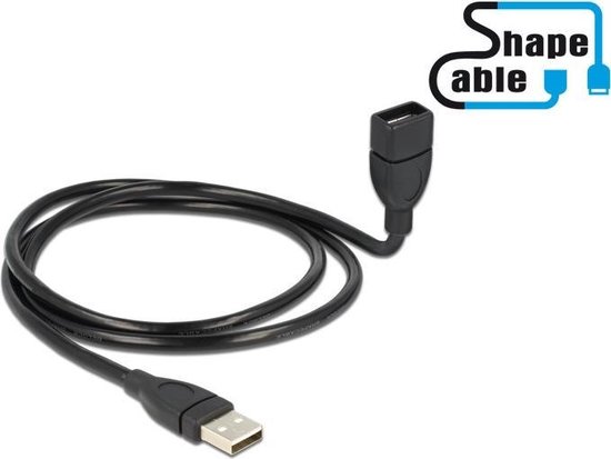 DeLOCK USB 2.0 Aansluitkabel [1x USB-A 2.0 stekker - 1x USB 2.0 bus A] 1.00 m Flexibele zwanenhalskabel - Zwart