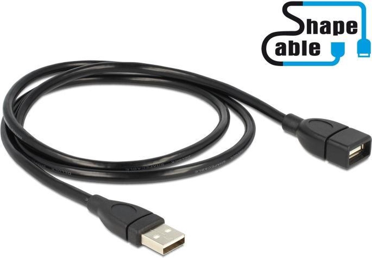 DeLOCK USB 2.0 Aansluitkabel [1x USB-A 2.0 stekker - 1x USB 2.0 bus A] 1.00 m Flexibele zwanenhalskabel - Zwart