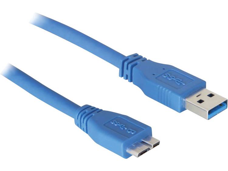 DeLOCK USB 3.0 Aansluitkabel [1x USB 3.0 stekker A - 1x Micro-USB 3.0 B stekker] 5.00 m Vergulde steekcontacten, UL gecertificeerd - Blauw