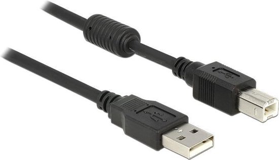 DeLOCK USB 2.0 Aansluitkabel [1x USB-A 2.0 stekker - 1x USB-B 2.0 stekker] 1.00 m Met Ferrietkern - Zwart