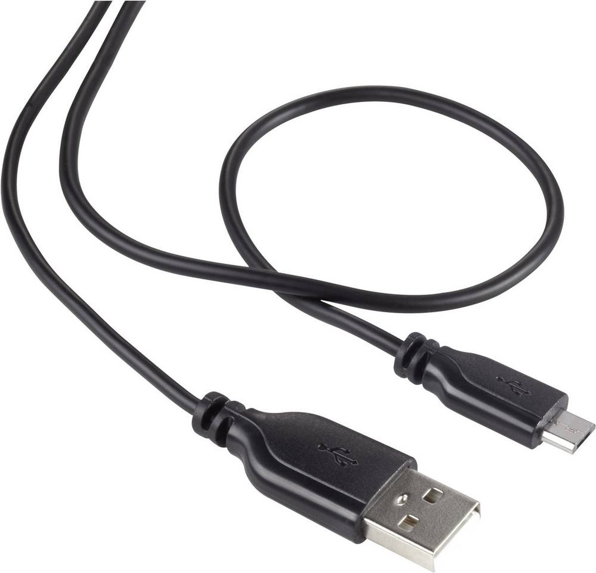 renkforce USB 2.0 Aansluitkabel [1x USB-A 2.0 stekker - 1x Micro-USB 2.0 B stekker] 1.00 m SuperSoft-mantel - Zwart