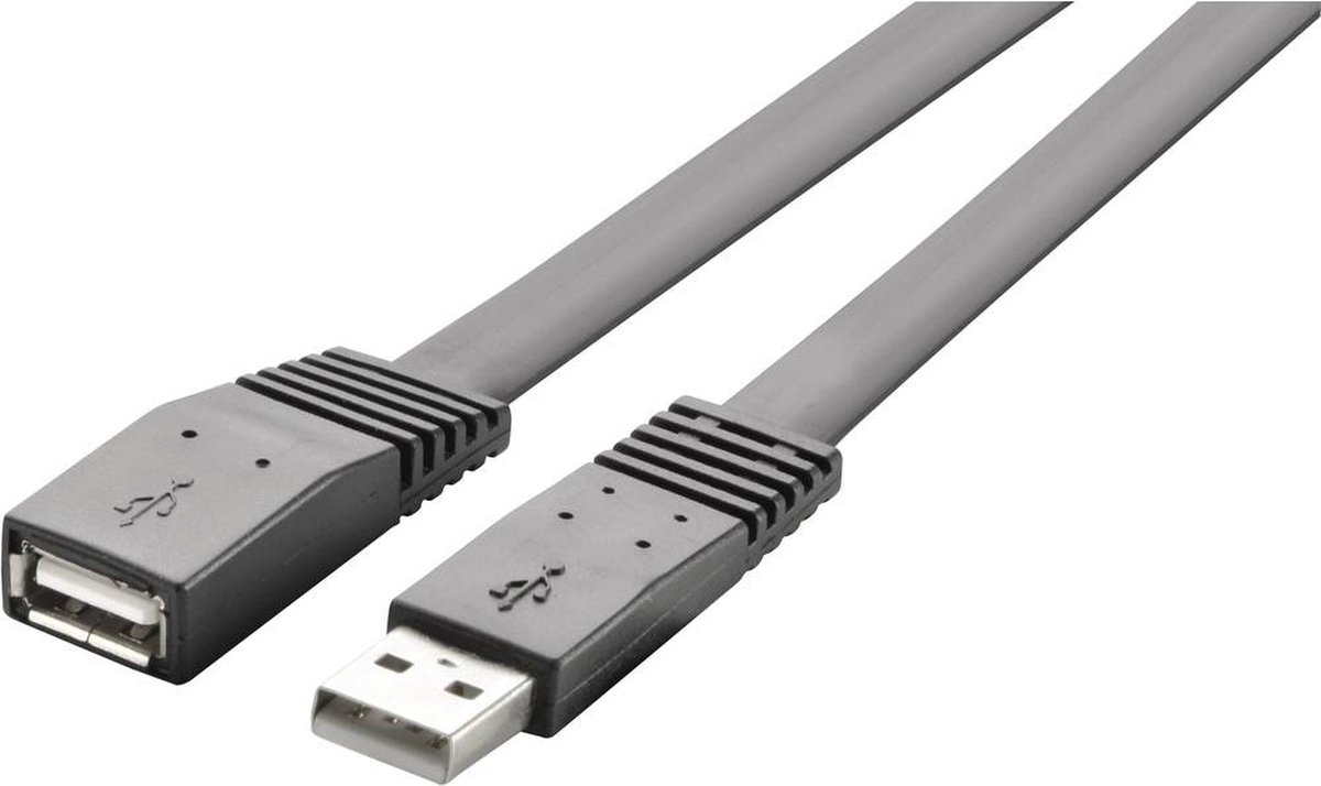 renkforce USB 2.0 Verlengkabel [1x USB-A 2.0 stekker - 1x USB 2.0 bus A] 1.00 m Zeer flexibel - Zwart