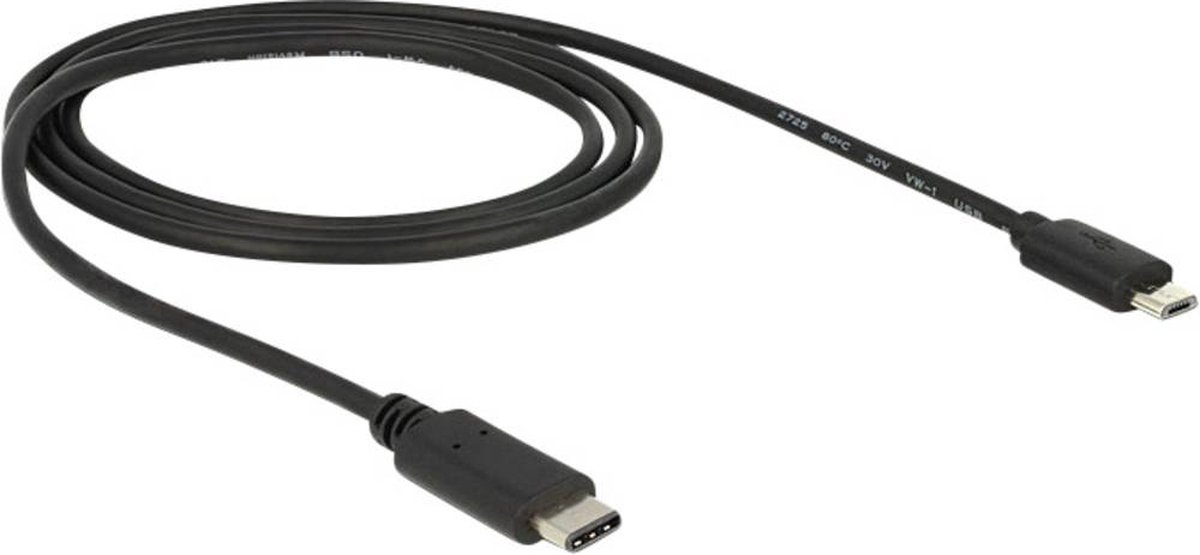 DeLOCK USB 2.0 Aansluitkabel [1x Micro-USB 2.0 B stekker - 1x USB-C stekker] 1.00 m - Zwart