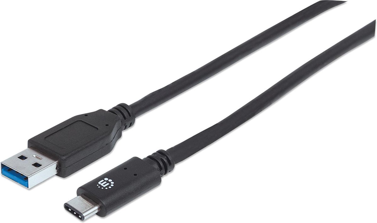 Manhattan USB 3.1 Aansluitkabel [1x USB-C stekker - 1x USB 3.0 stekker A] 1.00 m UL gecertificeerd - Zwart