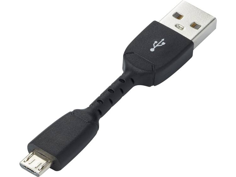 renkforce USB 2.0 Aansluitkabel [1x USB-A 2.0 stekker - 1x Micro-USB 2.0 B stekker] 0.05 m - Zwart