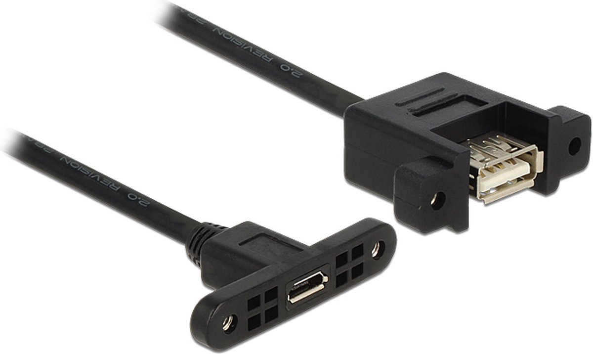 DeLOCK USB 2.0 Verlengkabel [1x Micro-USB 2.0 B bus - 1x USB 2.0 bus A] 25.00 cm - Zwart