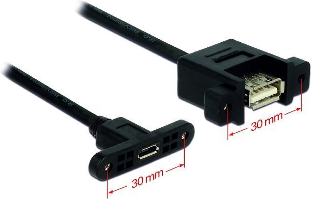 DeLOCK USB 2.0 Verlengkabel [1x Micro-USB 2.0 B bus - 1x USB 2.0 bus A] 25.00 cm - Zwart