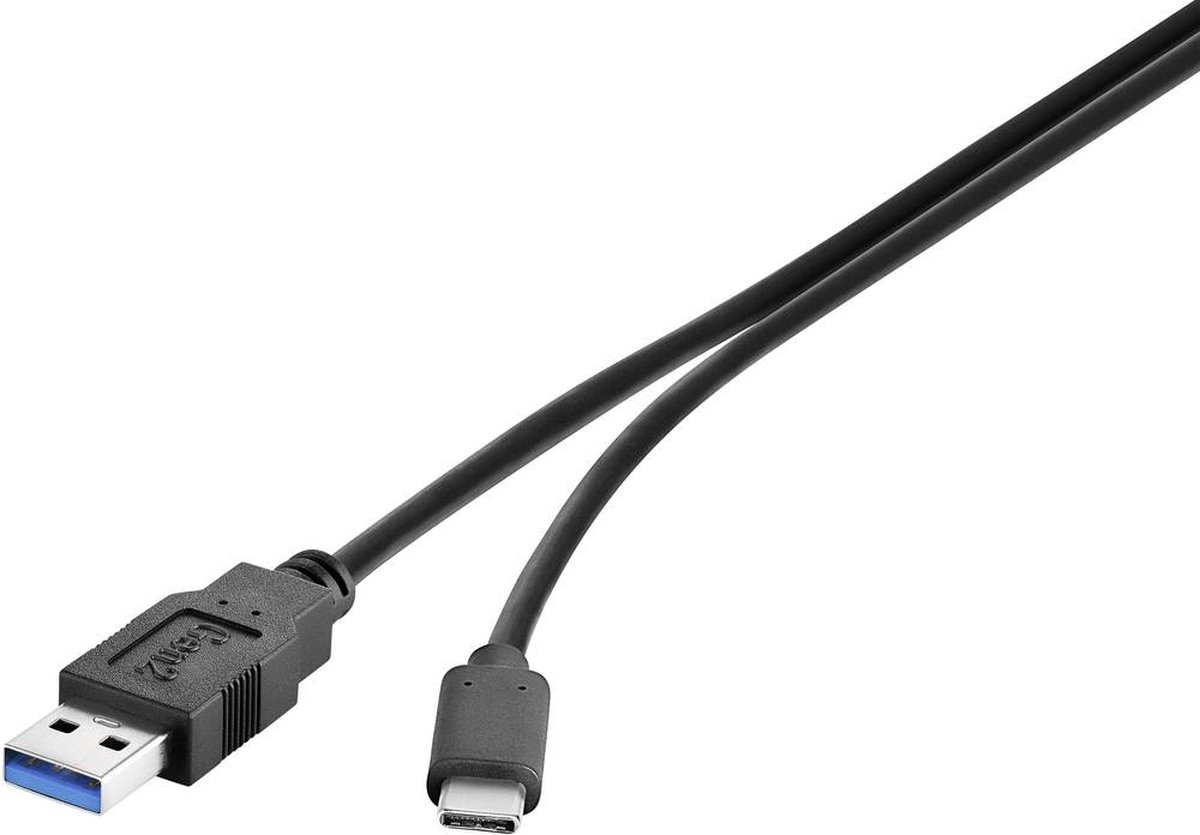 renkforce USB 3.1 (gen. 2) Aansluitkabel [1x USB 3.1 stekker Aâ - 1x USB-C stekker] 1.00 m UL gecertificeerd, Vergulde steekcontacten - Zwart