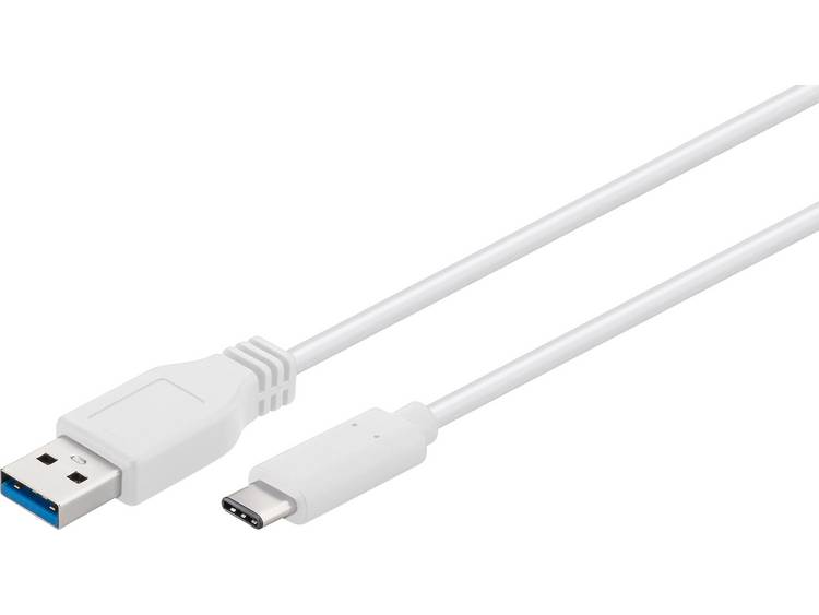 USB 3.0 Aansluitkabel [1x USB 3.0 stekker A - 1x USB-C stekker] 0.50 m Vergulde steekcontacten, UL gecertificeerd - Wit