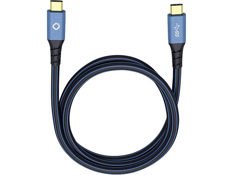 Oehlbach USB Plus CC USB 3.1 Aansluitkabel [1x USB-C stekker - 1x USB-C stekker] 1.00 m Vergulde steekcontacten - Blauw