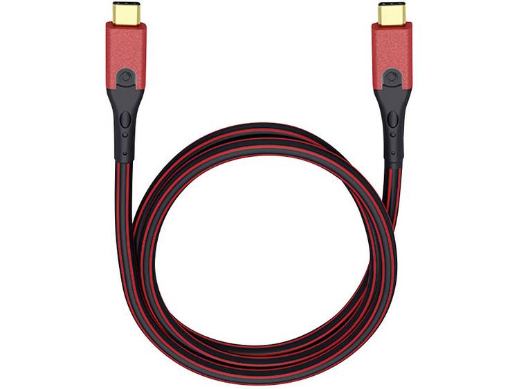 Oehlbach USB Evolution CC USB 3.1 Aansluitkabel [1x USB-C stekker - 1x USB-C stekker] 1.00 m/zwart Vergulde steekcontacten - Rood