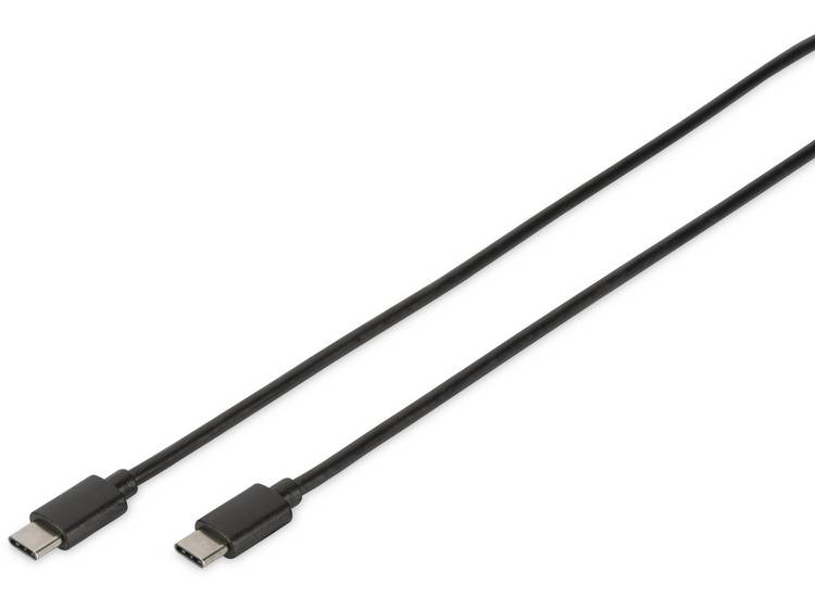 Digitus USB 2.0 Aansluitkabel [1x USB-C 2.0 stekker - 1x USB-C 2.0 stekker] 1.80 m Rond, Stekker past op beide manieren, Afgeschermd (dubbel) - Zwart